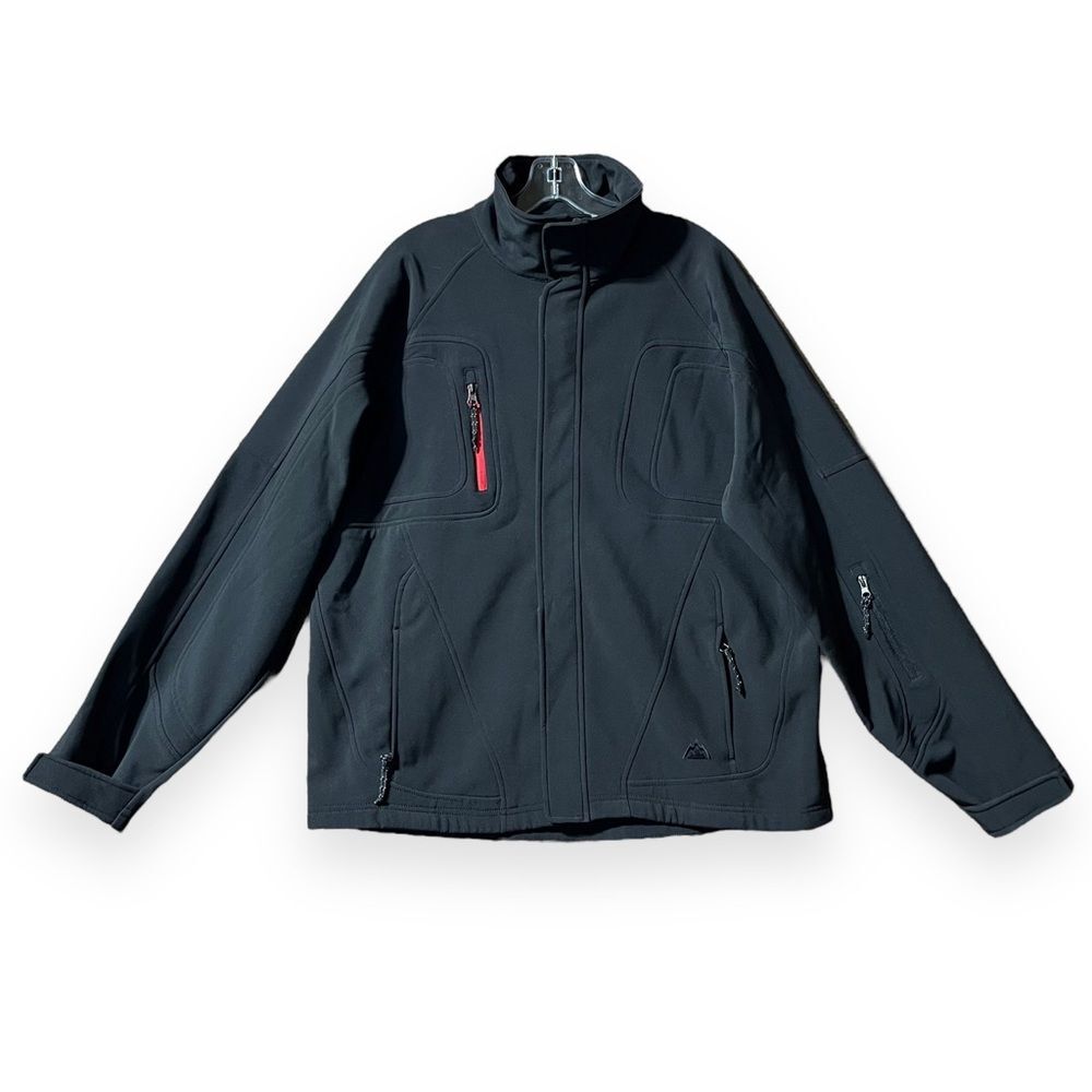 Snozu Performance Mens Medium Soft Shell Jacket Lined Full Zip Fleece‎ Black Red